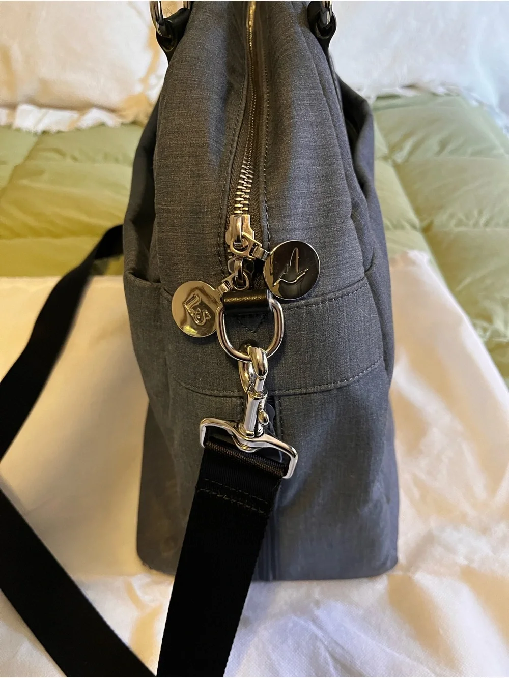 Blue/Grey Laptop Bag with Black Handles.